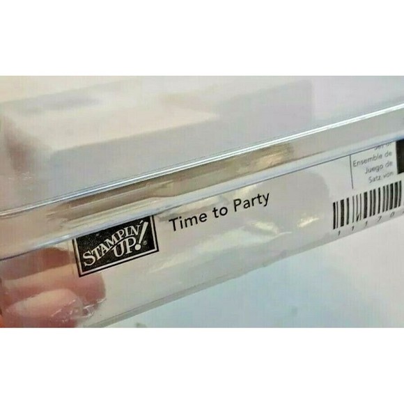 Retired Stampin' Up! "Time To Party" Stamp Set Wood Mounted Four Stamps - Picture 5 of 6